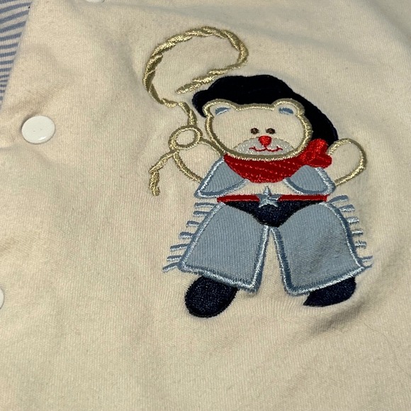 Vintage‎ Little Cadet Preemie Baby Onesie Cowboy Bear Striped Romper Outfit - Picture 2 of 6